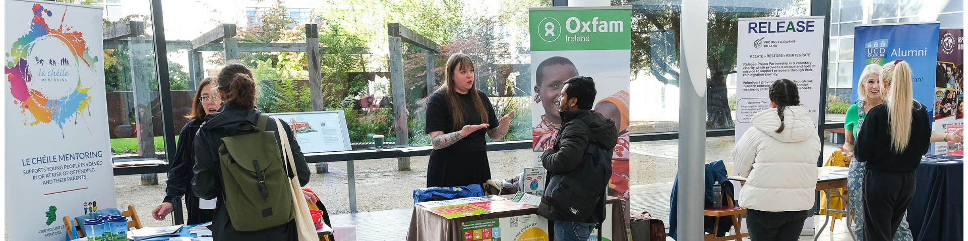 Students in UCD speaking to community organisations at the UCD Volunteer Fair 2022